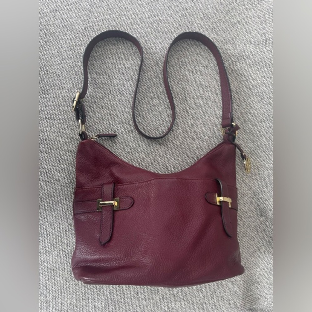 Giani Bernini Maroon Genuine Leather Shoulder Bag with Adjustable Strap